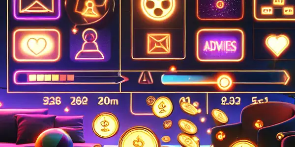 A modern digital interface showcasing a points system for adult entertainment in a cozy, dimly-lit room.