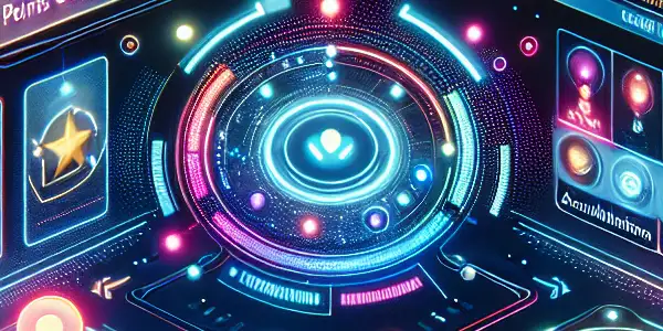 A futuristic platform interface for adult film enthusiasts, featuring vibrant colors, a points system, and abstract representations of AV actresses.